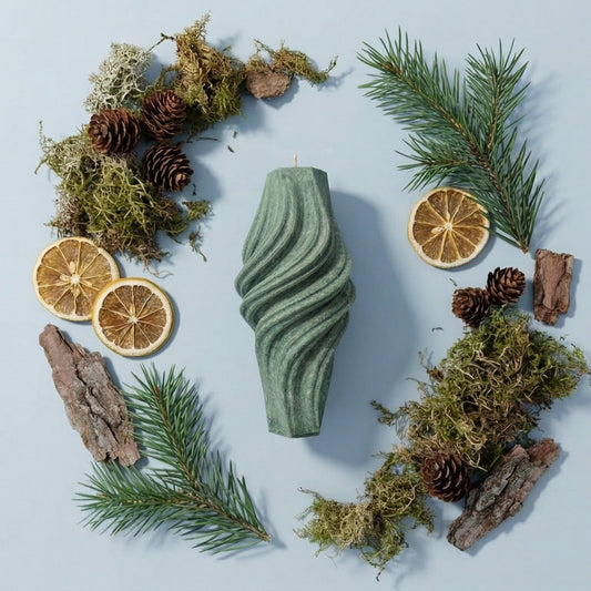 Vortex Sculptural Candle • Emerald Forest & Leaves (Large)