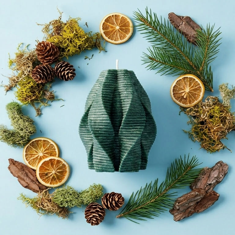 Blossom Sculptural Candle • Emerald Forest & Leaves