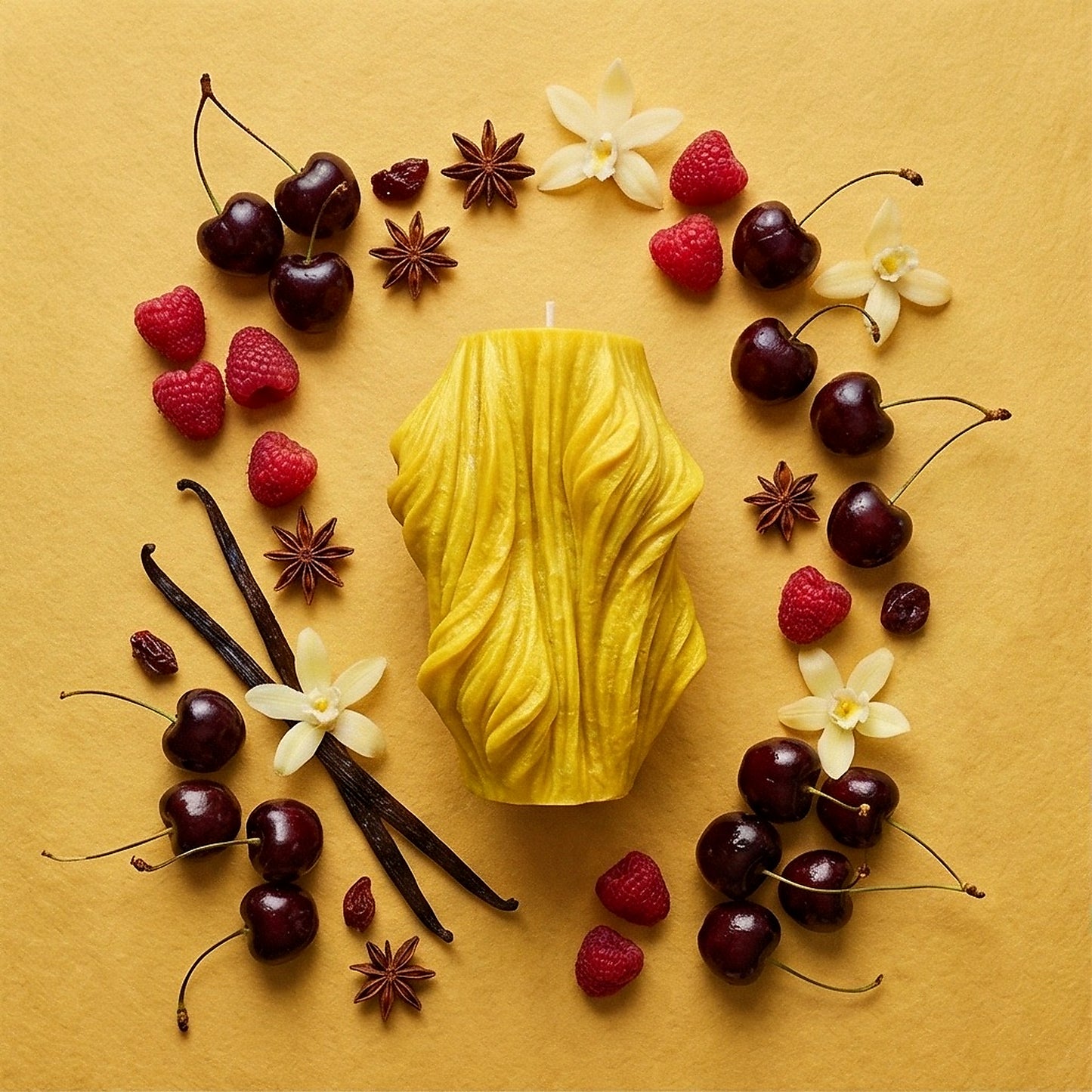 Veil Candle, Yellow Cherry, Brandy Cherry (Small)