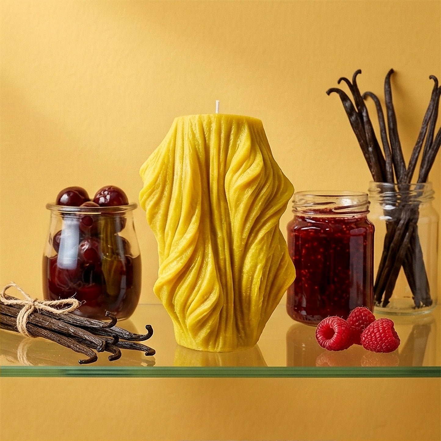 Veil Candle, Yellow Cherry, Brandy Cherry (Small)