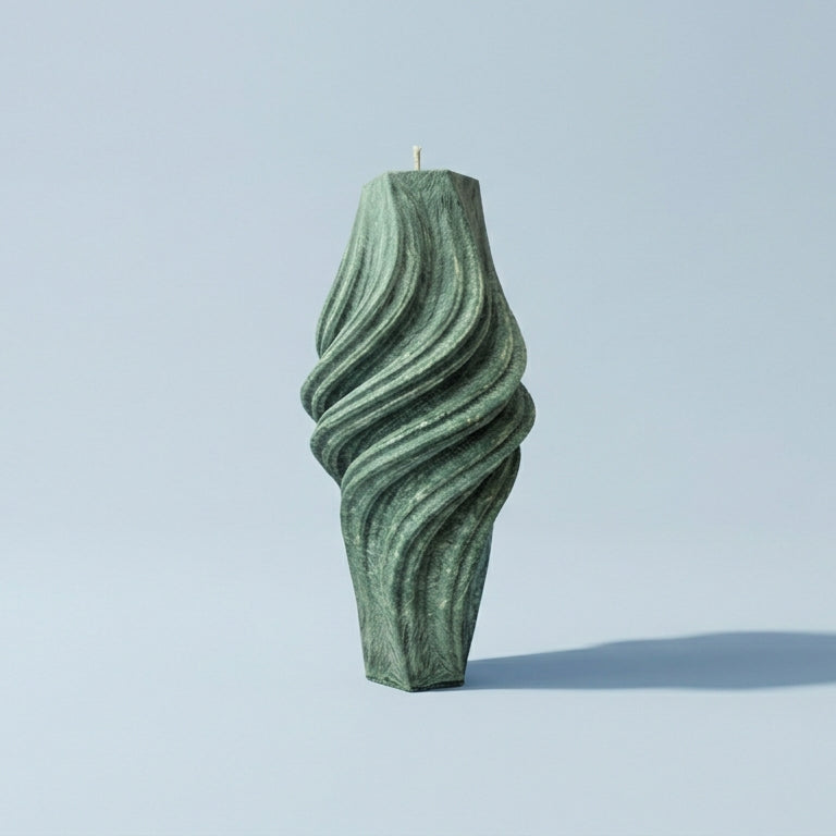 Vortex Sculptural Candle • Emerald Forest & Leaves (Small)