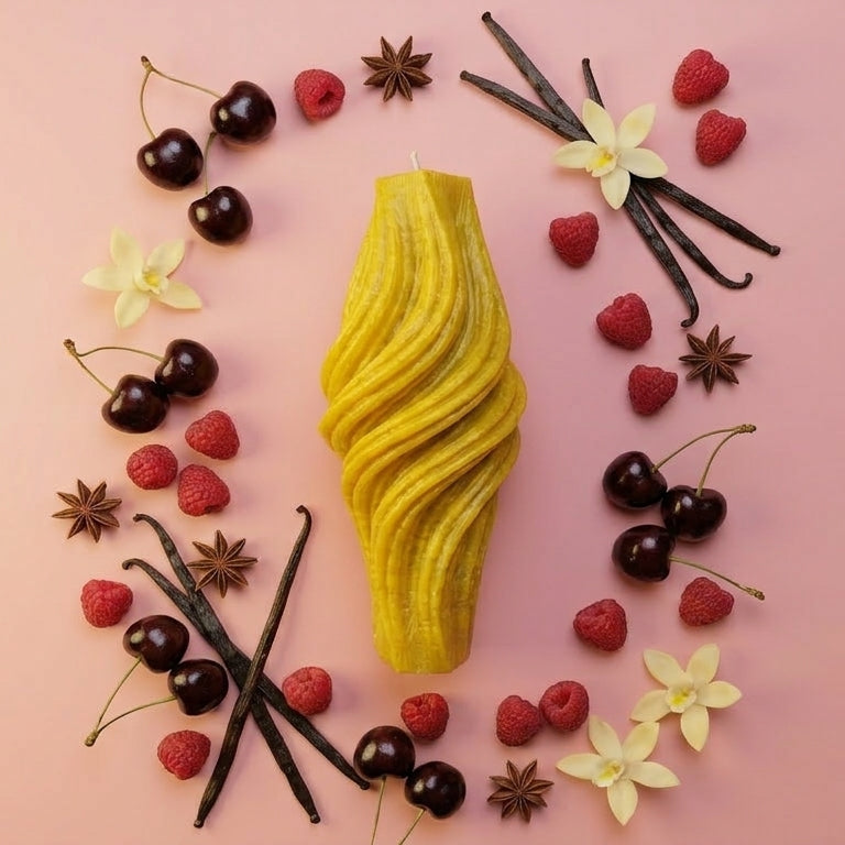 Vortex Sculptural Candle • Yellow Cherry & Brandy (Large)