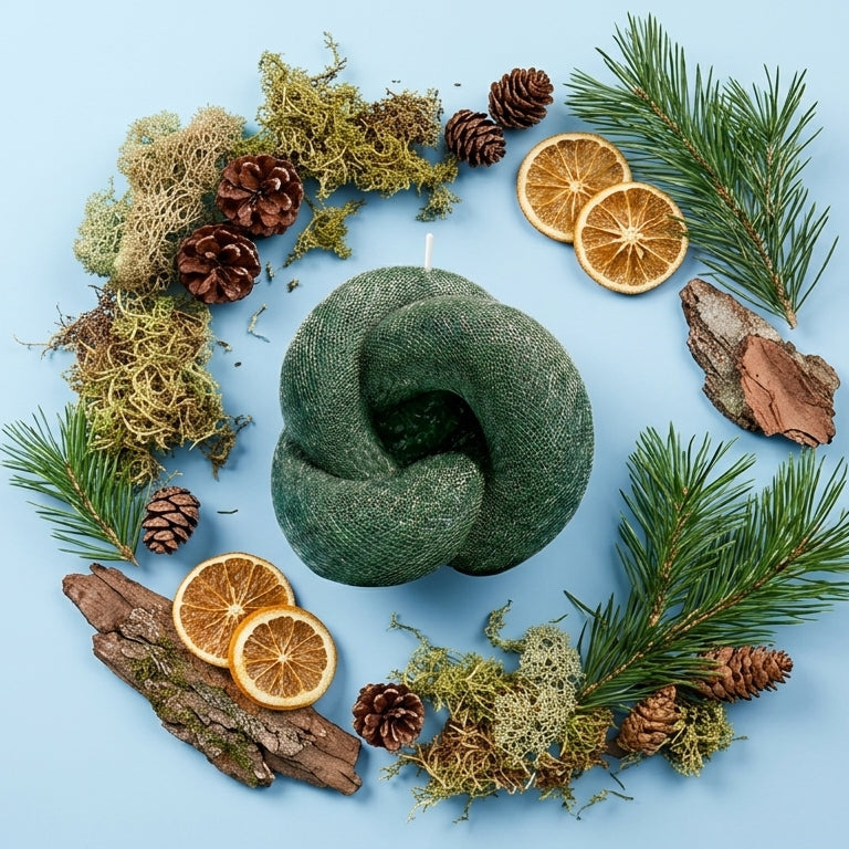 Knot Sculptural Candle • Emerald Forest & Leaves
