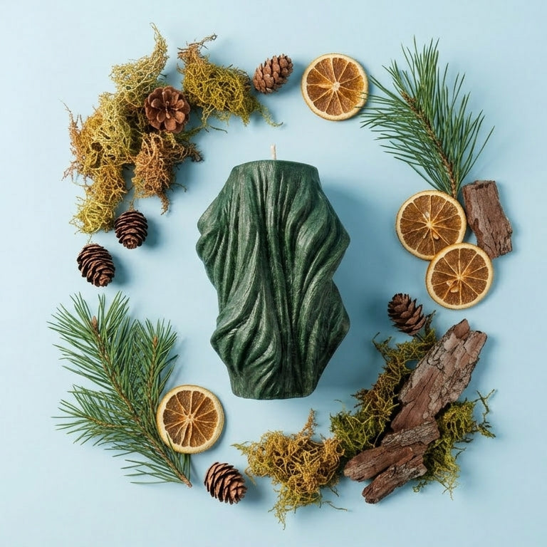 Veil Sculptural Candle • Emerald Forest & Leaves (Large)