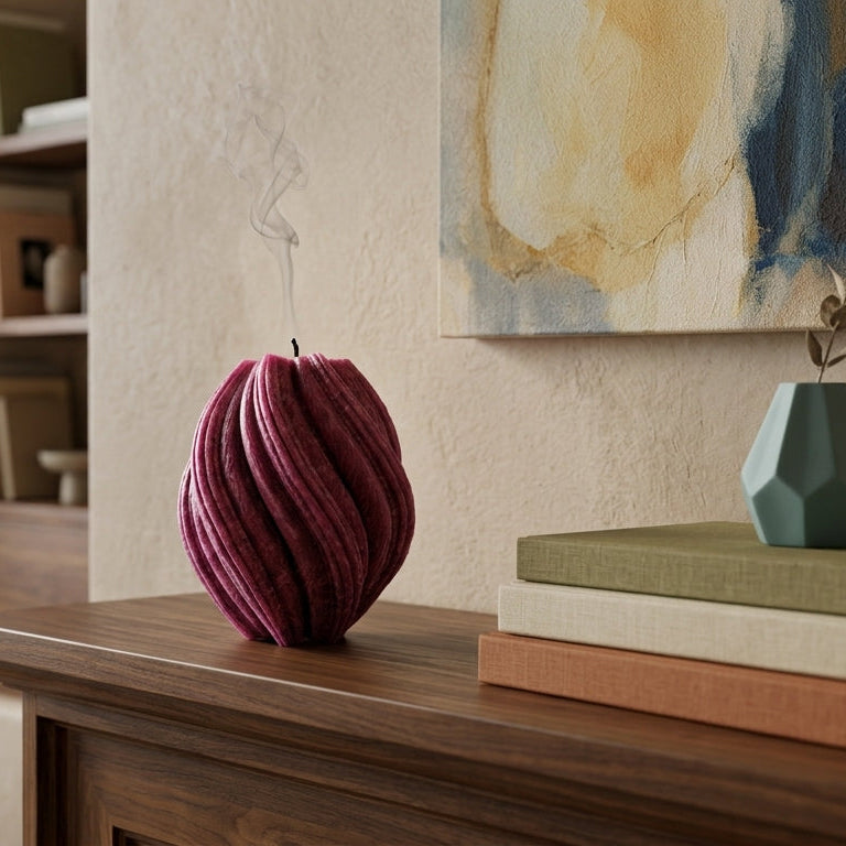 Fusion Sculptural Candle • Merlot Glow & Lavender (Small)