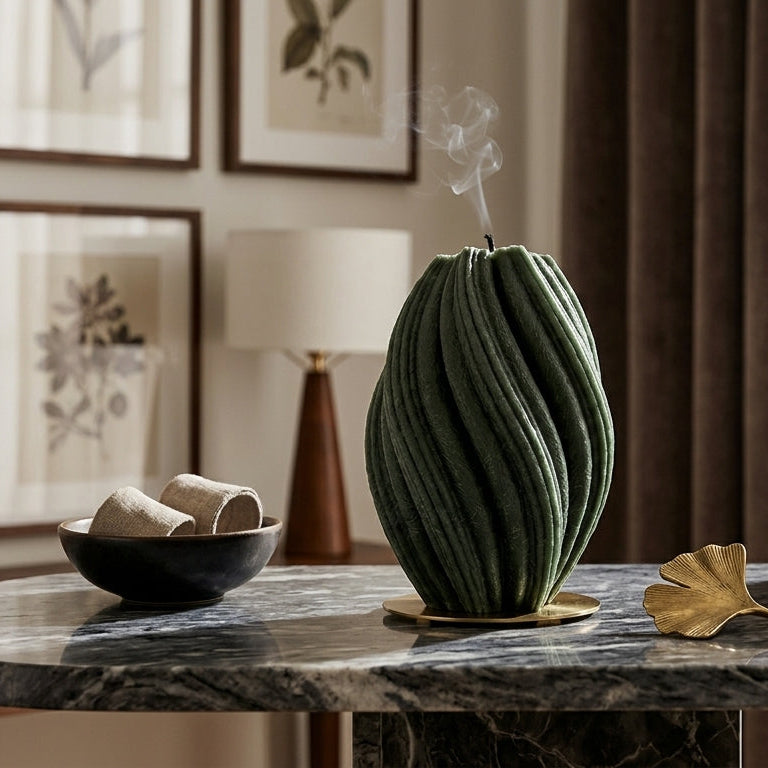 Fusion Sculptural Candle • Emerald Forest & Leaves (Large)