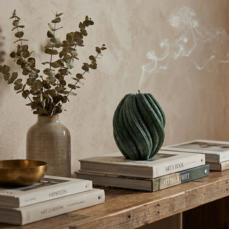 Fusion Sculptural Candle • Emerald Forest & Leaves (Small)
