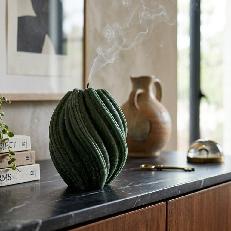 Fusion Sculptural Candle • Emerald Forest & Leaves (Small)