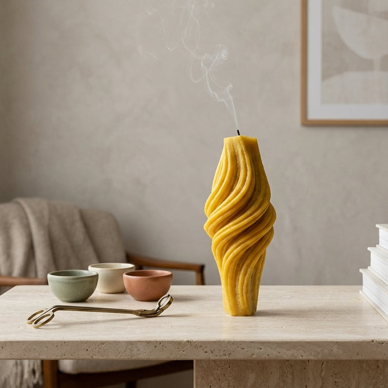 Vortex Sculptural Candle • Yellow Cherry & Brandy (Large)