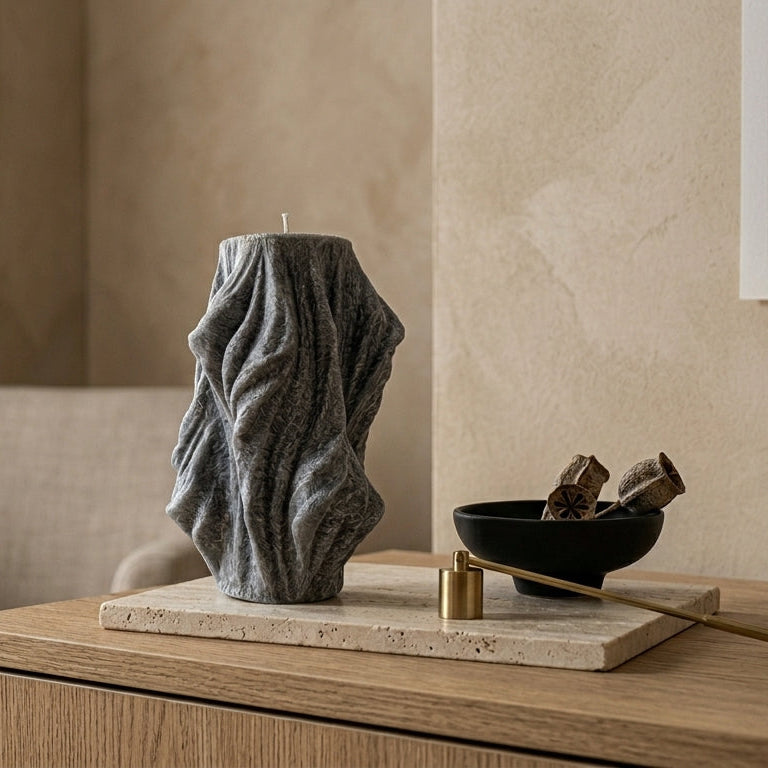 Veil Sculptural Candle • Wet Stone & Eucalyptus (Large)