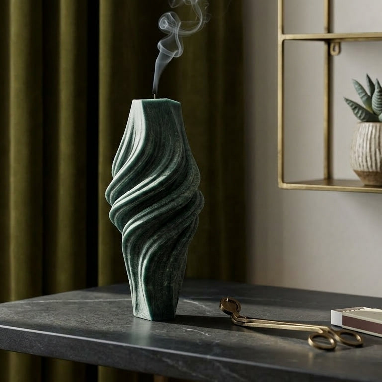 Vortex Sculptural Candle • Emerald Forest & Leaves (Small)