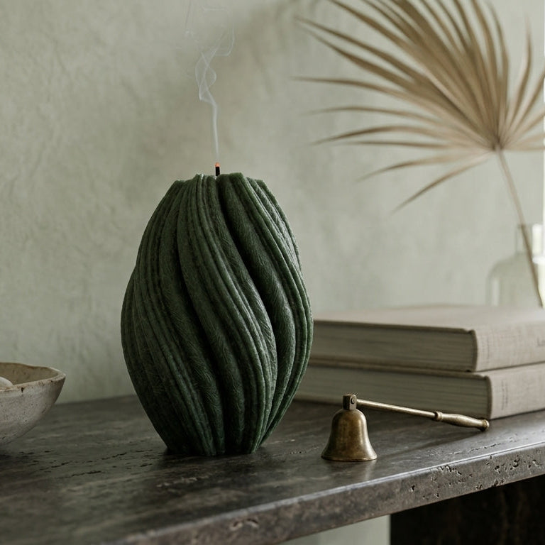 Fusion Sculptural Candle • Emerald Forest & Leaves (Large)