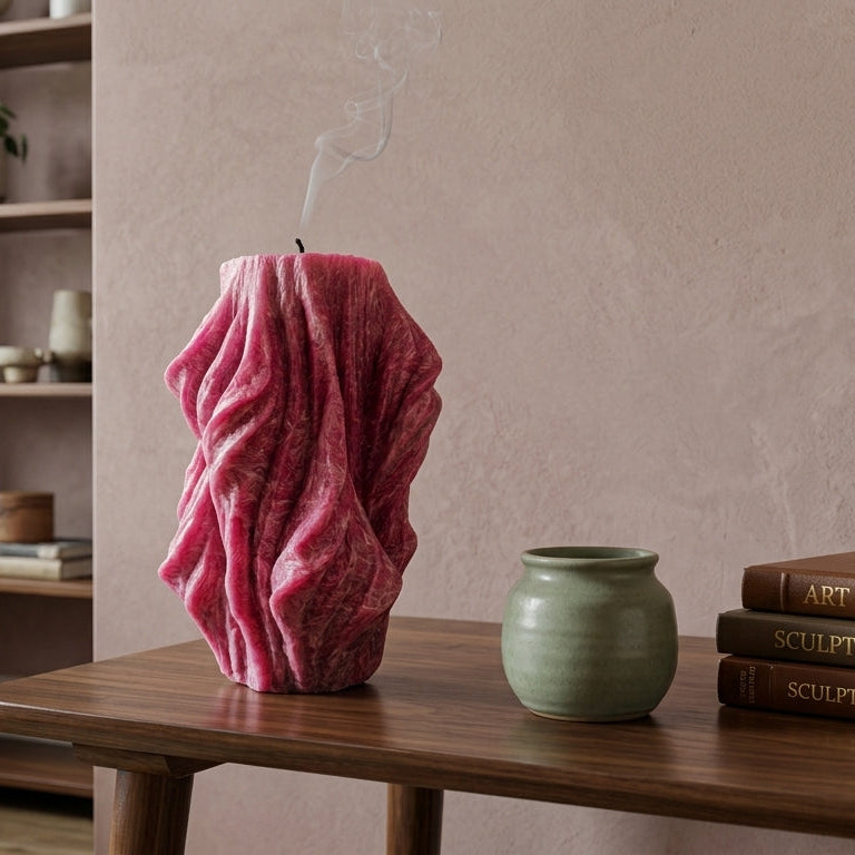 Veil Sculptural Candle • Merlot Glow & Lavender (Large)