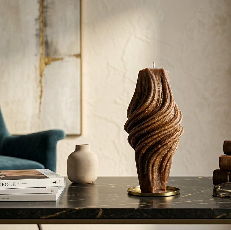 Vortex Sculptural Candle • Noble Wood & Cedarwood (Small)