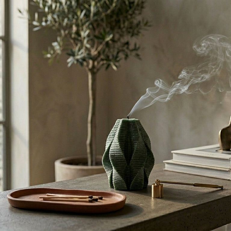 Blossom Sculptural Candle • Emerald Forest & Leaves