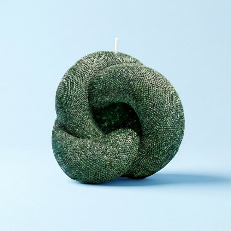 Knot Sculptural Candle • Emerald Forest & Leaves