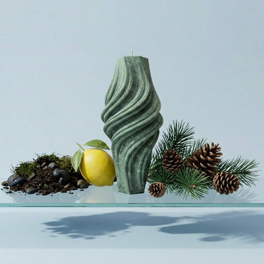 Vortex Sculptural Candle • Emerald Forest & Leaves (Large)