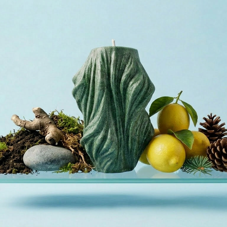 Veil Sculptural Candle • Emerald Forest & Leaves (Large)