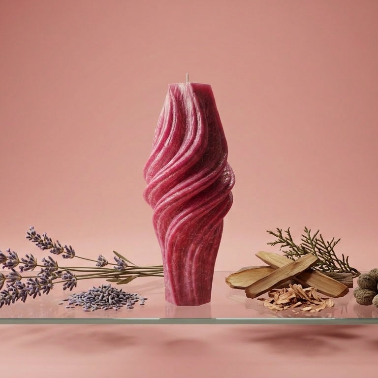Vortex Sculptural Candle • Merlot Glow & Lavender (Small)