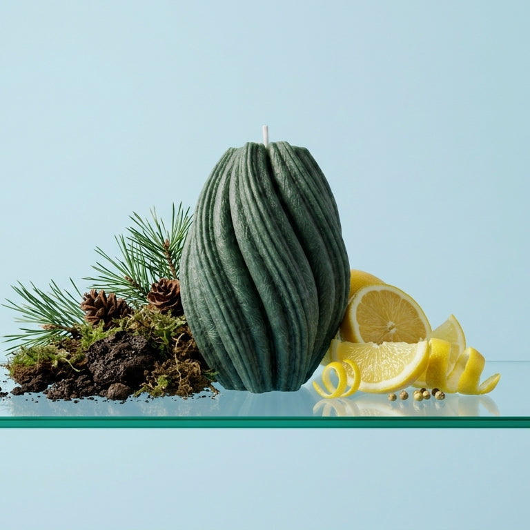 Fusion Sculptural Candle • Emerald Forest & Leaves (Large)