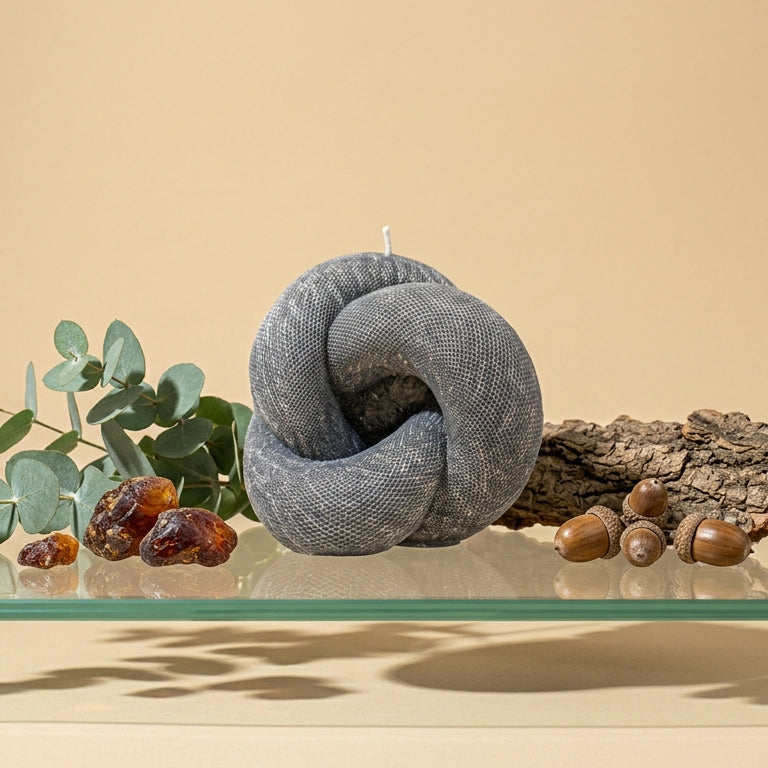 Knot Sculptural Candle • Wet Stone & Eucalyptus
