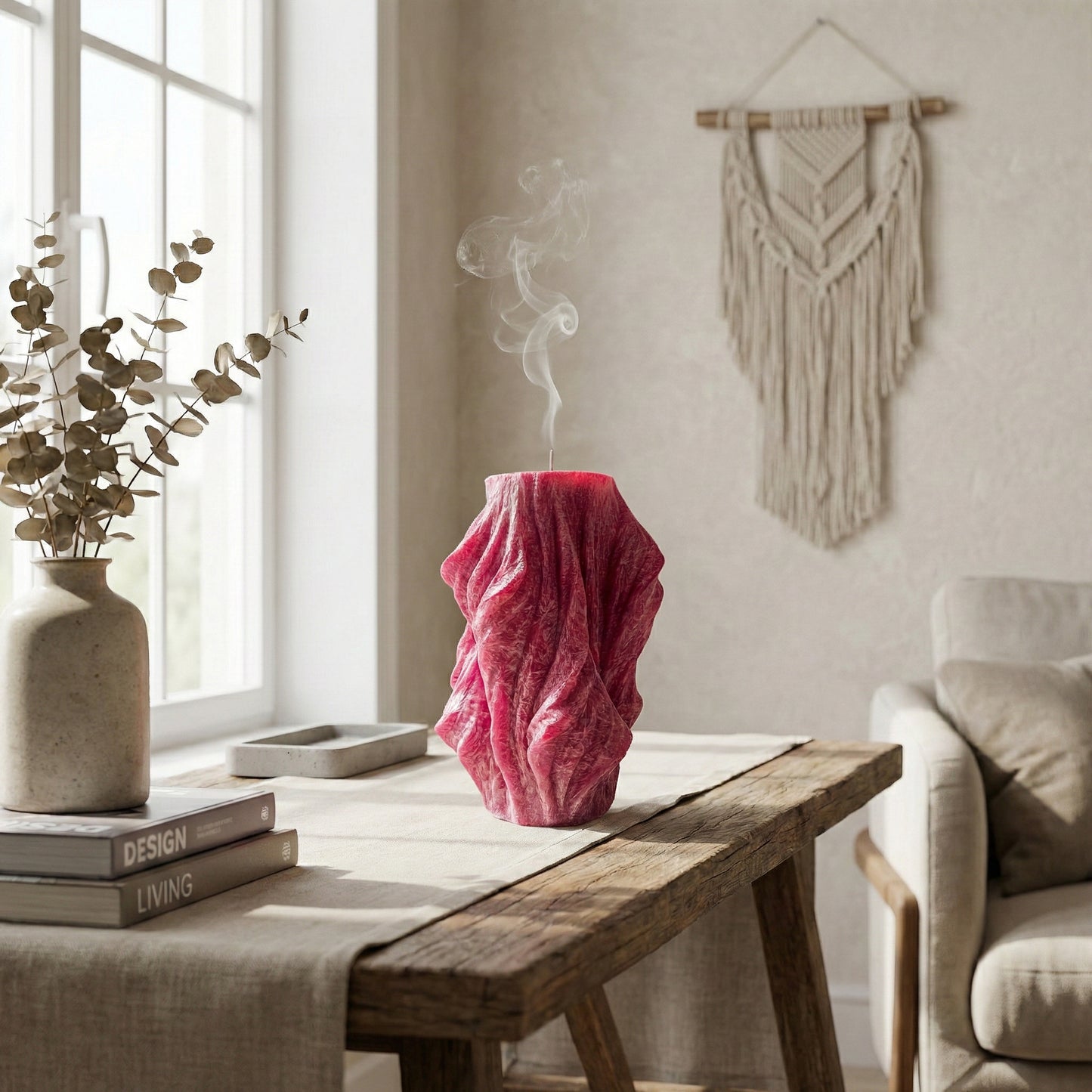 Veil Sculptural Candle • Merlot Glow & Lavender (Large)