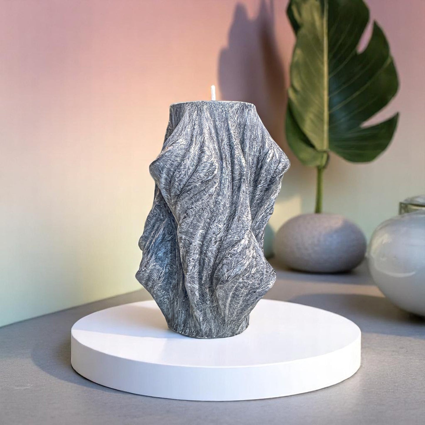 Veil Candle, Wet Stone, Eucalyptus (Large)