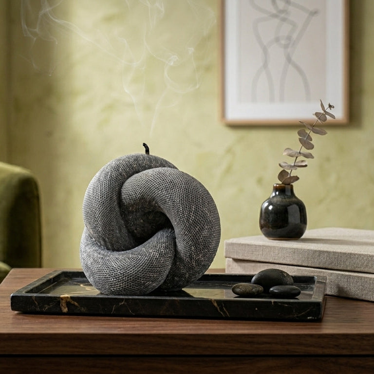 Knot Sculptural Candle • Wet Stone & Eucalyptus