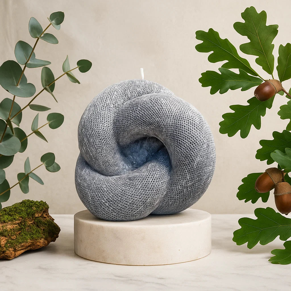 Knot Candle, Wet Stone, Eucalyptus