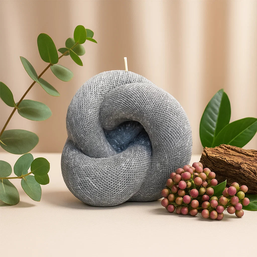 Knot Candle, Wet Stone, Eucalyptus