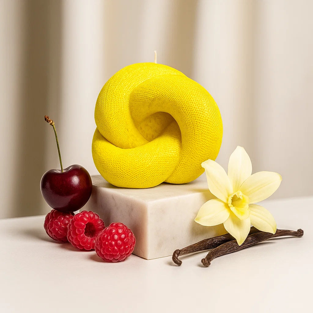 Knot Candle, Yellow Cherry, Brandy Cherry