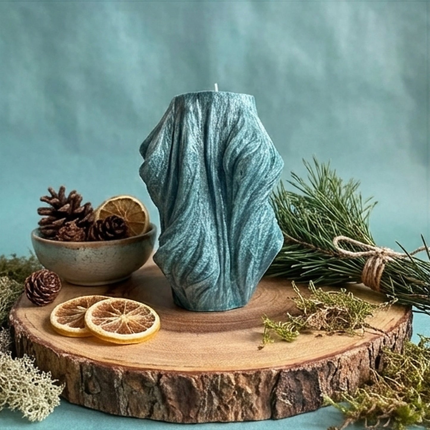 Veil Candle, Emerald Forest, Leaves (Large)