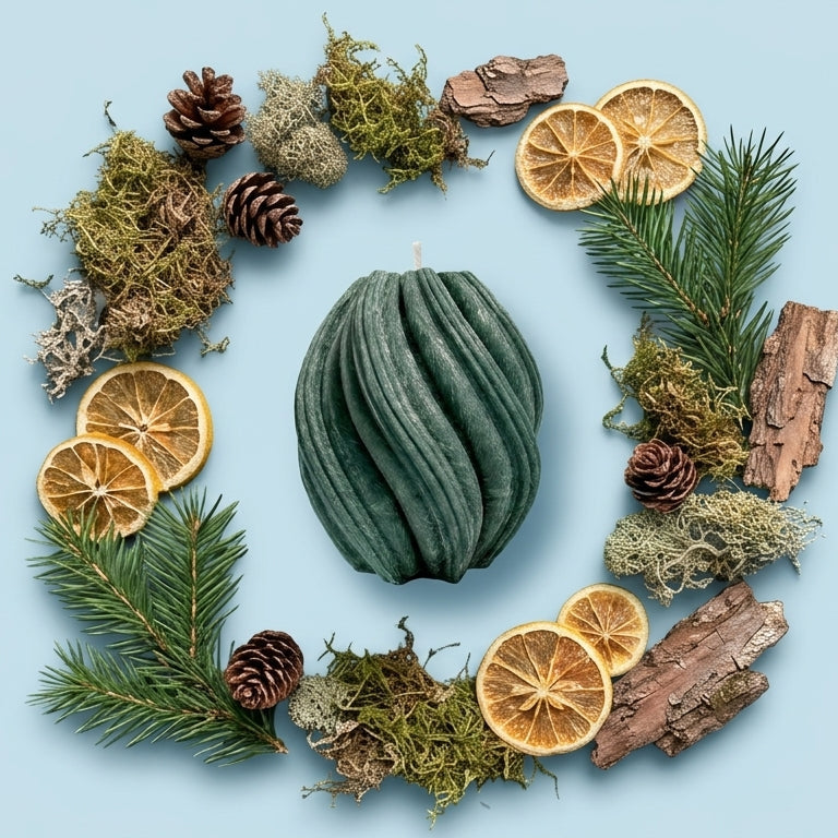 Fusion Sculptural Candle • Emerald Forest & Leaves (Small)