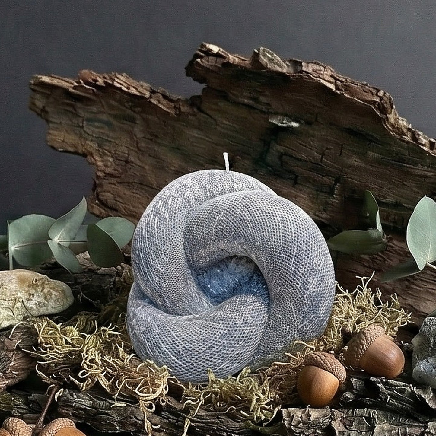 Knot Candle, Wet Stone, Eucalyptus