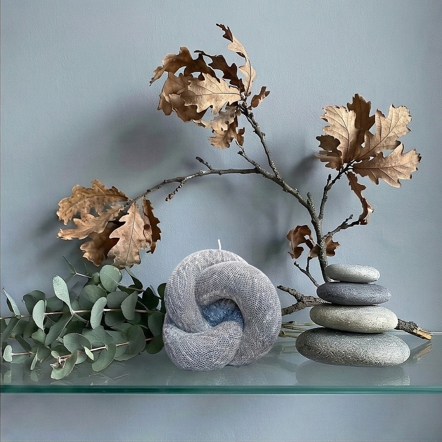 Knot Candle, Wet Stone, Eucalyptus