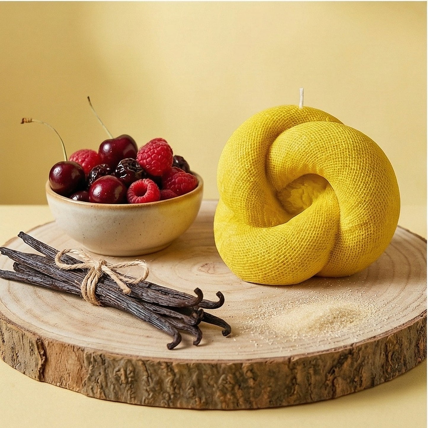 Knot Candle, Yellow Cherry, Brandy Cherry