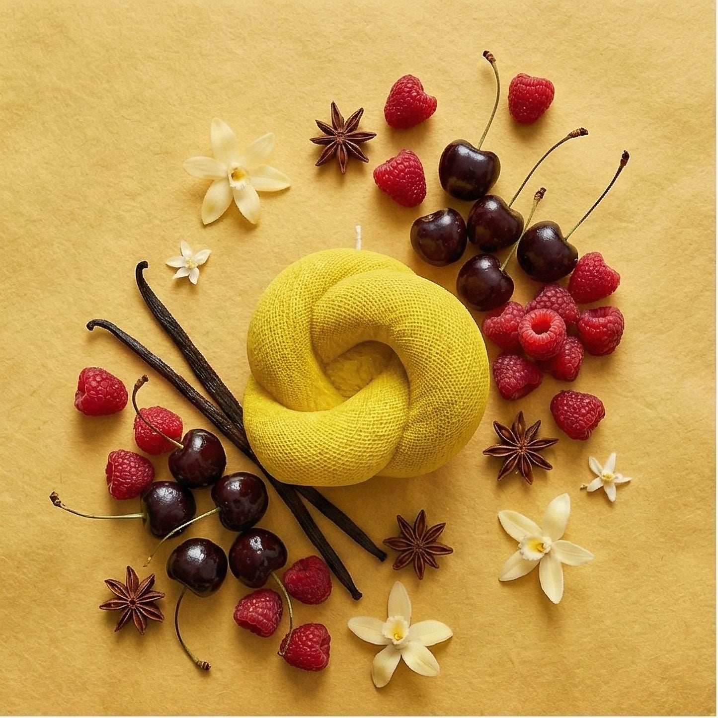 Knot Candle, Yellow Cherry, Brandy Cherry