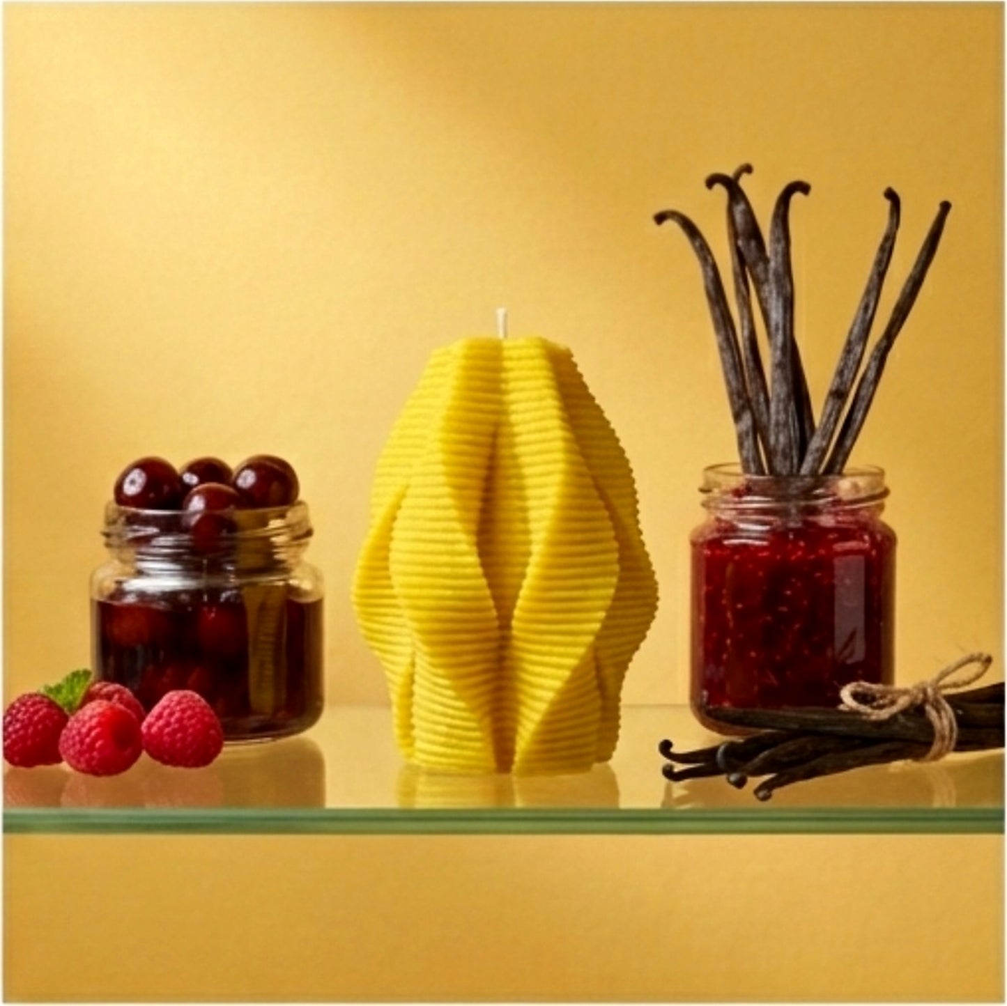 Blossom Candle, Yellow Cherry, Brandy Cherry